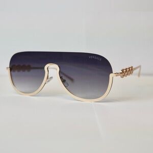 Versace Gold and Black Aviator Sunglasses